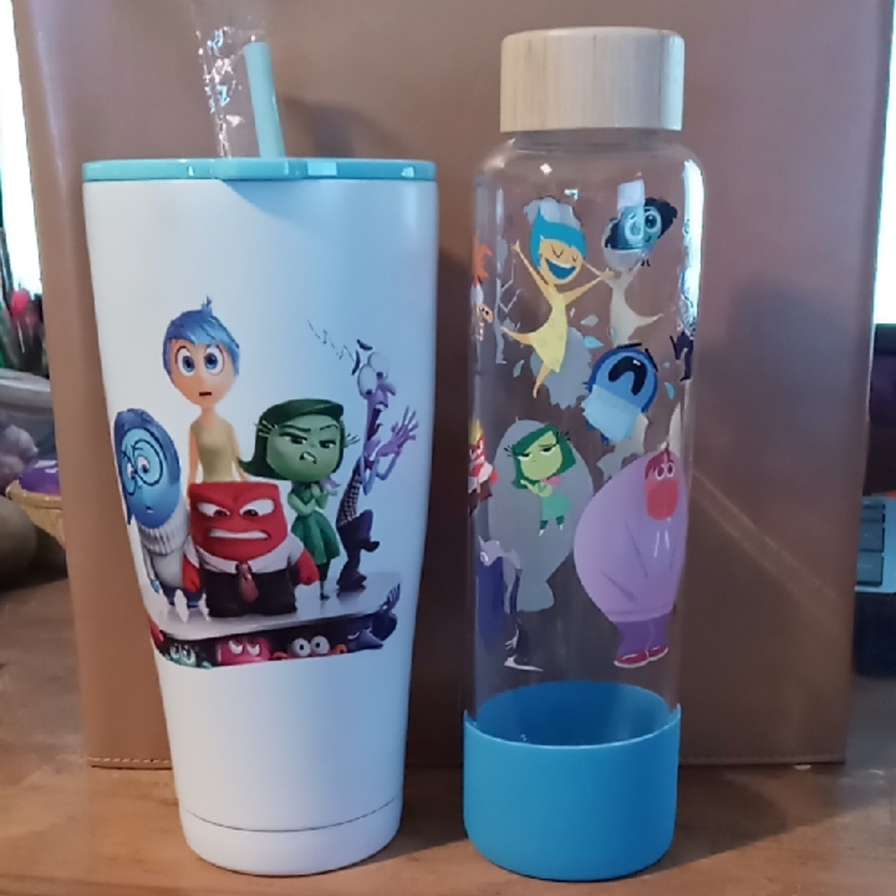 Disney Pixar Inside Out Water Bottle and Tumbler Set - Blue and White